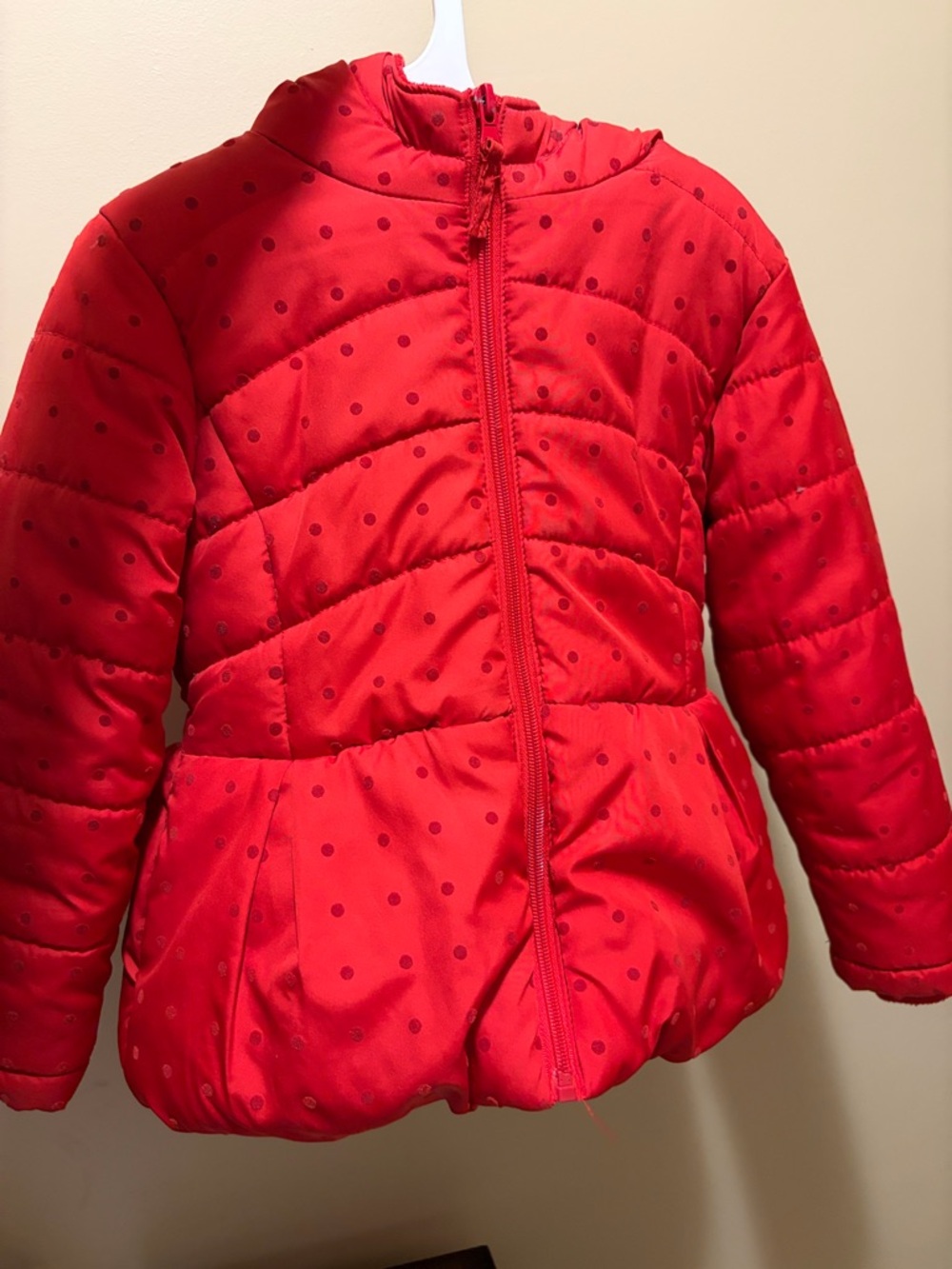 Rothschild Red Polka Dot Puffer Jacket for Kids
